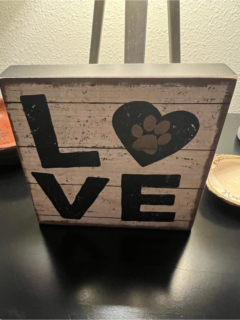 Rustic Black LOVE Paw Wall Block - Home Wall Decor—NWT!